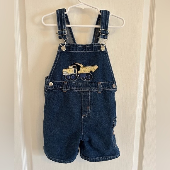 Vintage Dump Truck Denim Short Overalls 2T… - Picture 1 of 5